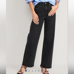 Extra High-Waisted Wide-Leg Black Jeans